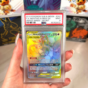 PSA 9 Mewtwo & Mew GX #242 Unified Minds